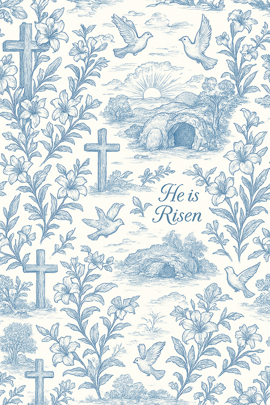 “He is Risen” Toile Girls Zippy