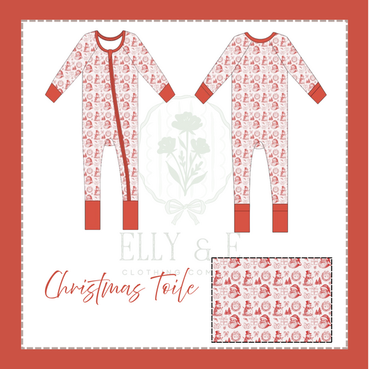Christmas Toile Boy Zippy