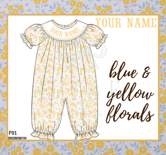 Blue & Yellow Florals Romper