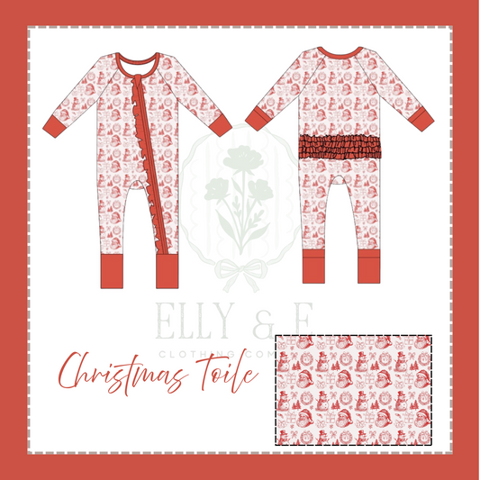 Christmas Toile Girl Zippy