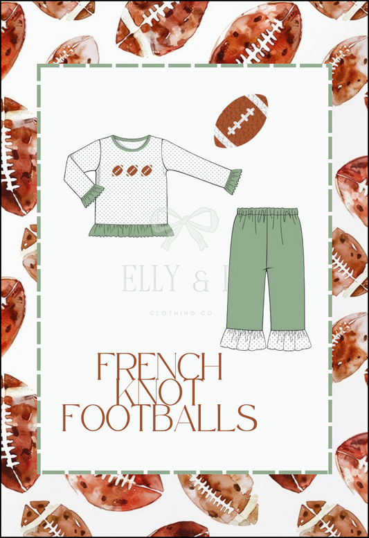 French Knot Footballs Girls Pants Set