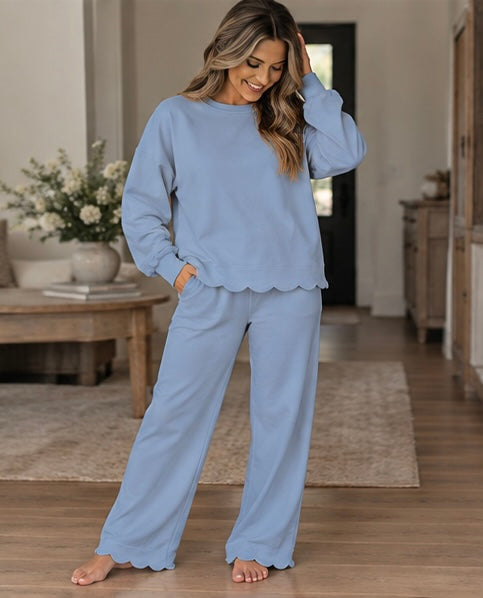 Women's Blue Scallop Set